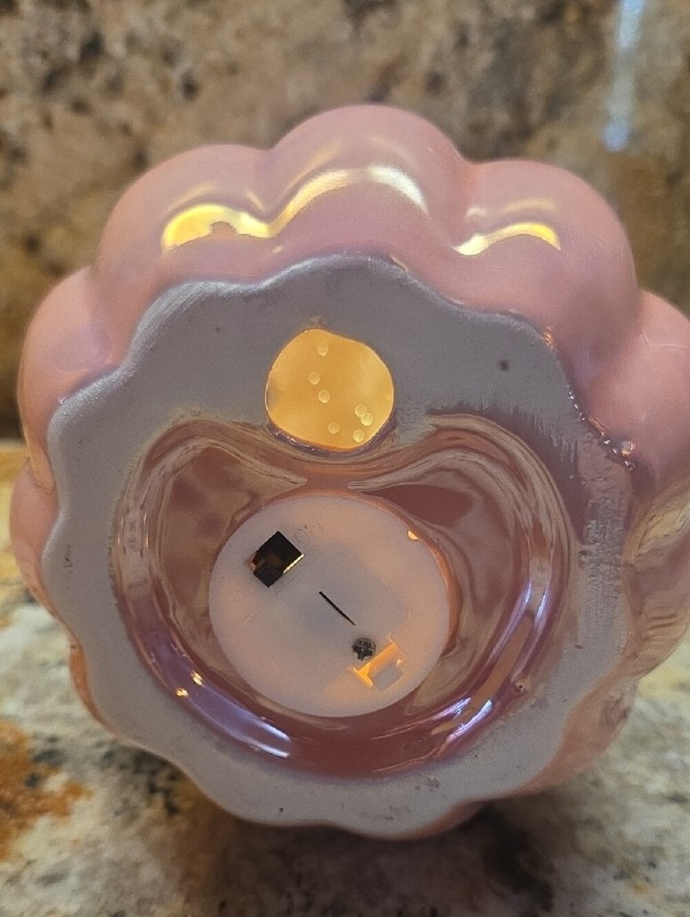 Iridescent Pink Double Jack-O’-Lantern Ceramic Accent - Picture 4 of 4